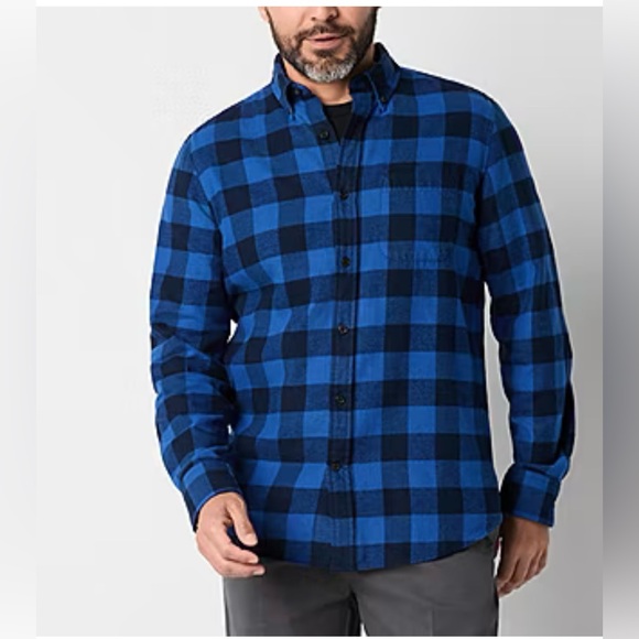 ST. JOHN'S BAY Long Sleeve Flannel Check Shirt Men's L Size / eaa524159